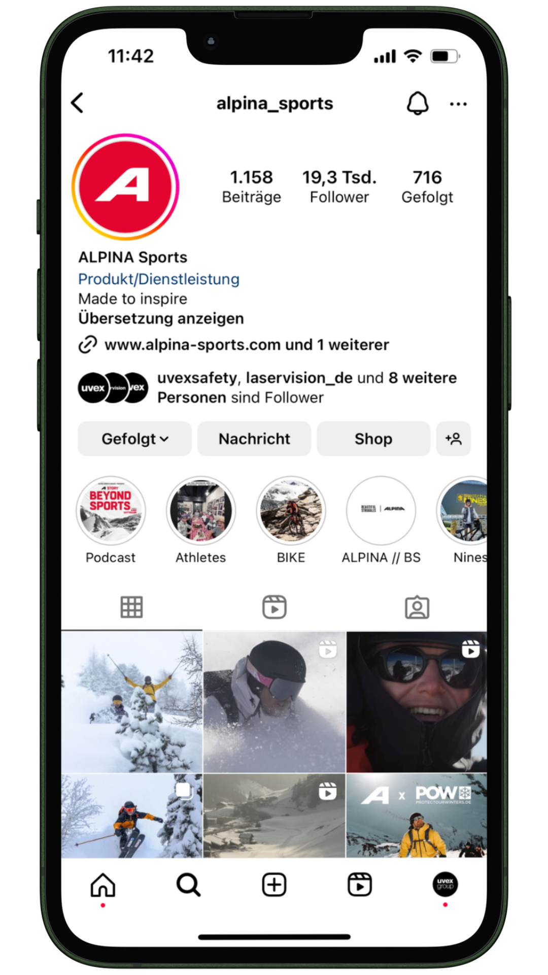 alpina sports instagram mock up