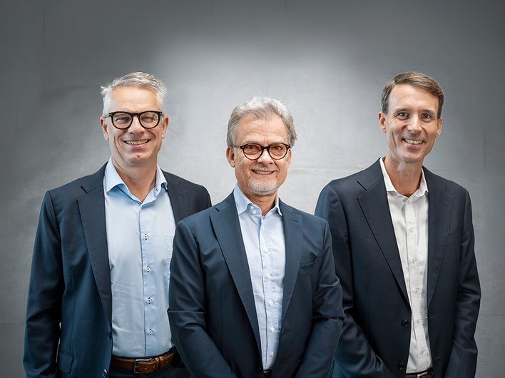 Links: Georg Höfler CFO, Mitte: Stefan Brück Co-CEO, Rechts: Dr. Jan-Kristof Allmann